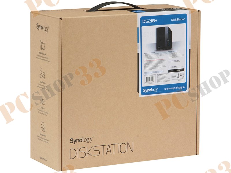 Сетевое хранилище данных (NAS) Synology DS218+ для 2x3.5/2.5 SATA HDD (LAN)