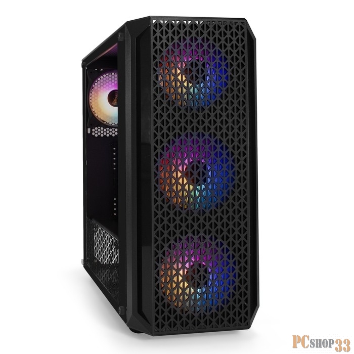 Корпус Miditower Exegate EX294391RUS Mistery X4 (ATX, без БП, 2*USB+1*USB3.0, HD аудио, черный, 4 вент. 12см с RGB подсветкой, пылевые фильтры, боковая панель - закаленное стекло)