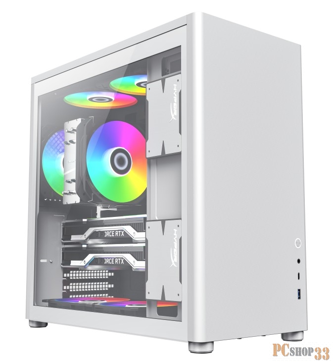 Корпус GameMax Spark Pro Full White без БП (Midi Tower, ATX, Белый., USB3.0+Type C, Зак. стекло)