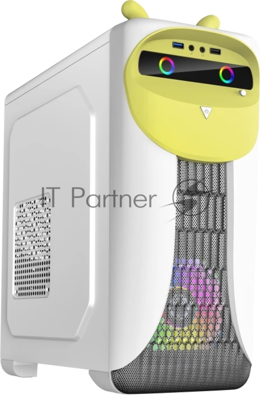 Корпус GameMax Cute OWL W-Y без БП (Midi Tower, ATX, Бело-желтый, 1*USB3.0 + 2*USB2.0, 2*120мм)