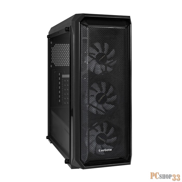 Корпус Miditower ExeGate i3 NEO-PPX600 (ATX, БП 600PPX 14см, 2*USB+1*USB3.0, HD аудио, черный, 3 вент. 12см с RGB подсветкой, контроллер + ПДУ, ARGB MB кабель, пылевые фильтры, боковая панель - закаленное стекло)