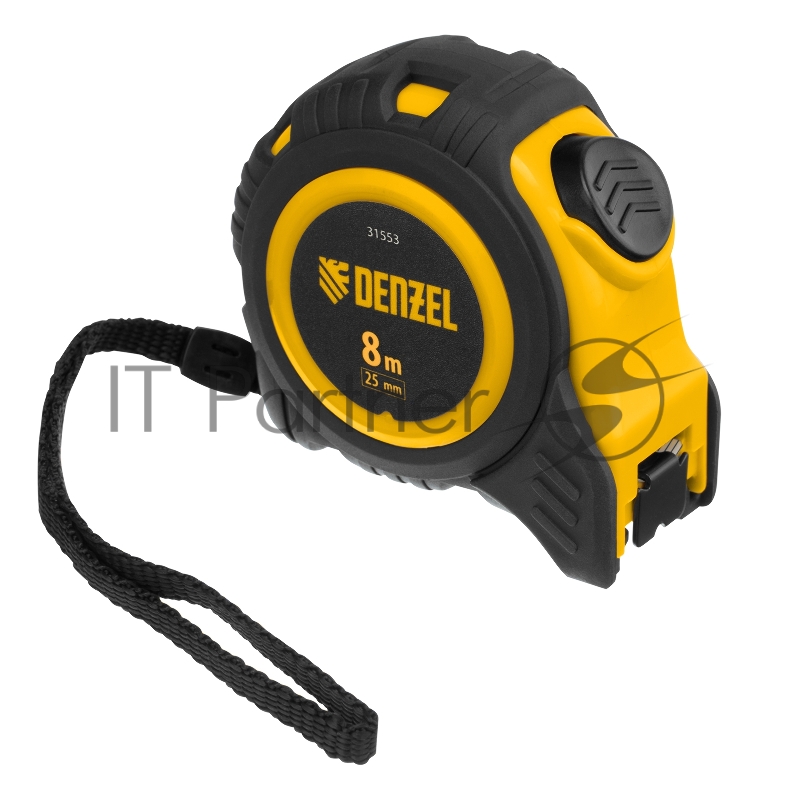 Рулетка 8м х 25мм, обрезиненный корпус, автоматическая фиксация// Denzel