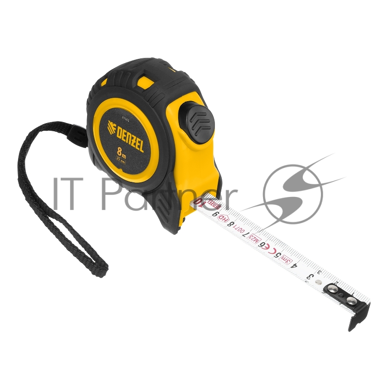 Рулетка 8м х 25мм, обрезиненный корпус, автоматическая фиксация// Denzel