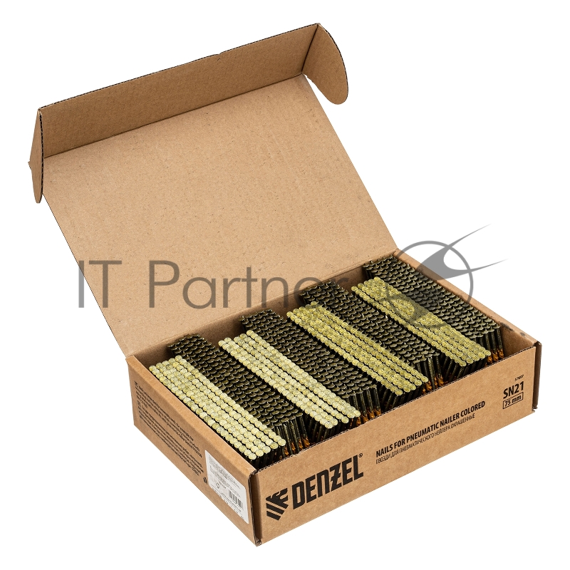 Гвозди для пнев. нейлера (крашен.), длина - 75 мм, диам. - 3,05 мм, 2000 шт.// Denzel