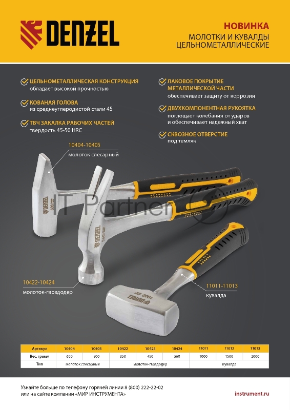 Кувалда 2 кг, цельнометаллическая, двухкомпонентная рукоятка// Denzel