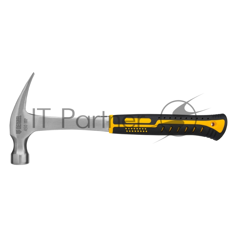 Молоток-гвоздодер 450 г, цельнометаллический, двухкомпонентная рукоятка // Denzel