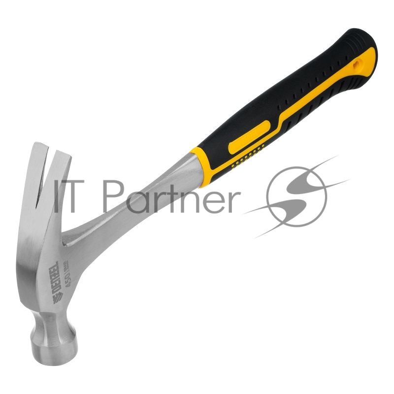 Молоток-гвоздодер 450 г, цельнометаллический, двухкомпонентная рукоятка // Denzel