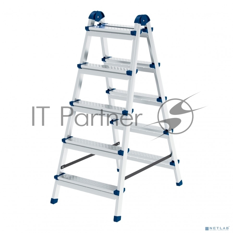 Стремянка двухсторонняя 5 ст., сталь профиль, стальные ступени, Россия// Сибртех