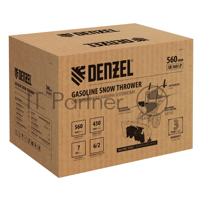 Бензиновая снегоуборочная машина SB 560 LP, 212cc, эл.старт, фара// Denzel