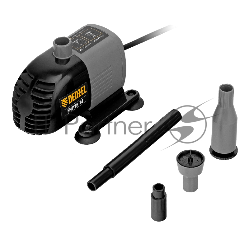 Насос фонтанный FNP18-14, 18 Вт, подъем 1,4 м, 750 л/ч, колокольчик/каскад// Denzel