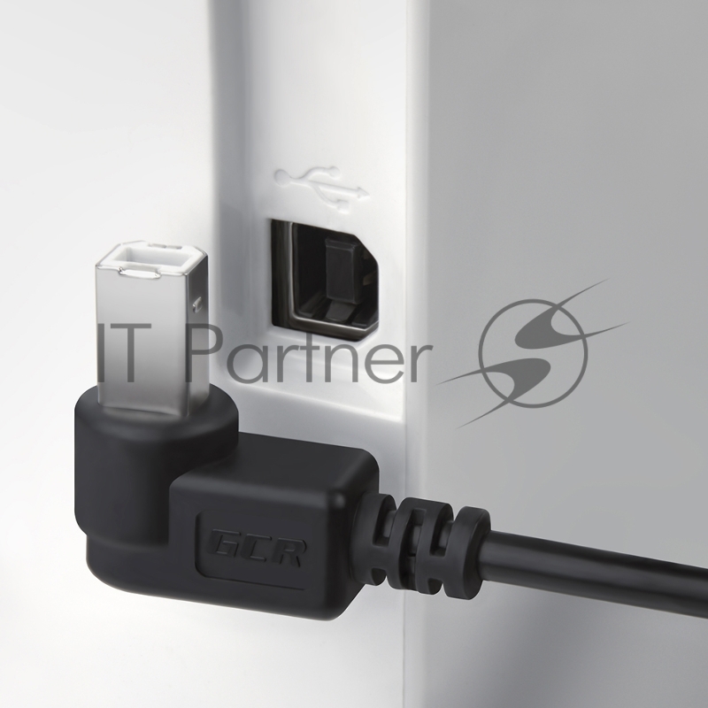 Кабель Greenconnect 3.0m USB 2.0, AM/BM угловой, черный, 28/28 AWG, экран, армированный, морозостойкий, GCR-UPC3M2-BB2S-3.0m
