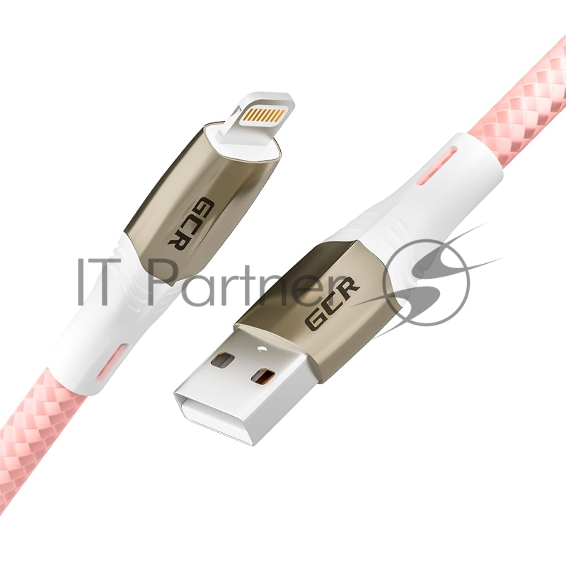 Кабель Greenconnect 1.2m для iPod, iPhone, iPad series MERCEDES, PINK NYLON, супер быстрая зарядка, MFI, GCR-52008