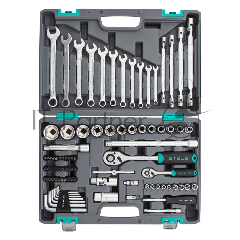 Набор инструментов, 1/2, 1/4, CrV, пластиковый кейс 88 предметов// Stels