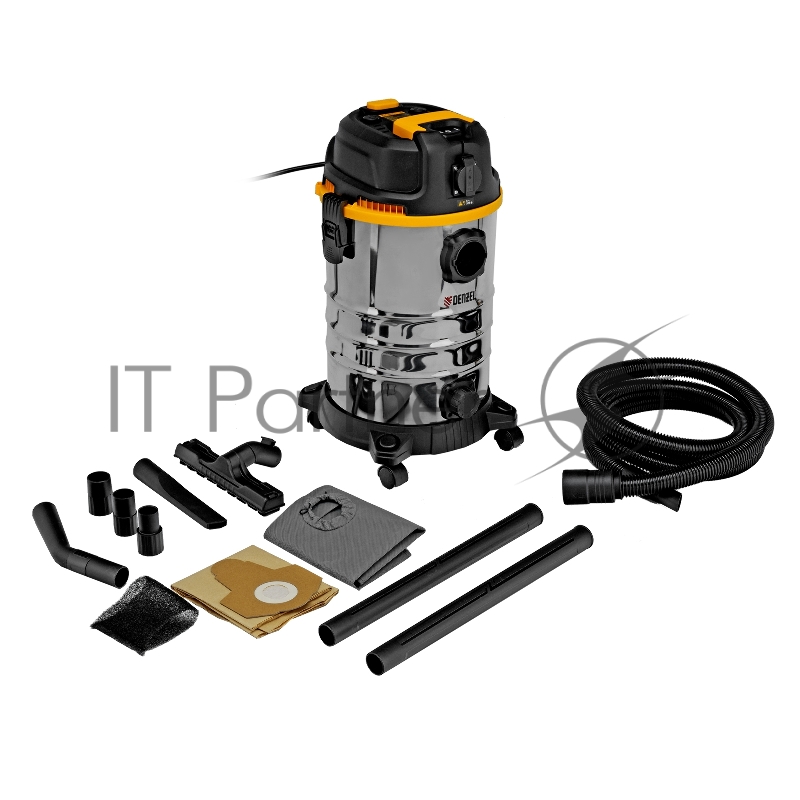 Пылесос строительный RVC30, 1400 Вт, бак 30 л, шланг 3 м, розетка с автосинхр.// Denzel