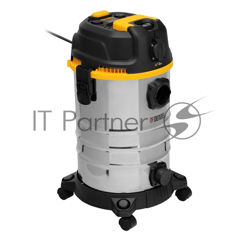 Пылесос строительный RVC30, 1400 Вт, бак 30 л, шланг 3 м, розетка с автосинхр.// Denzel