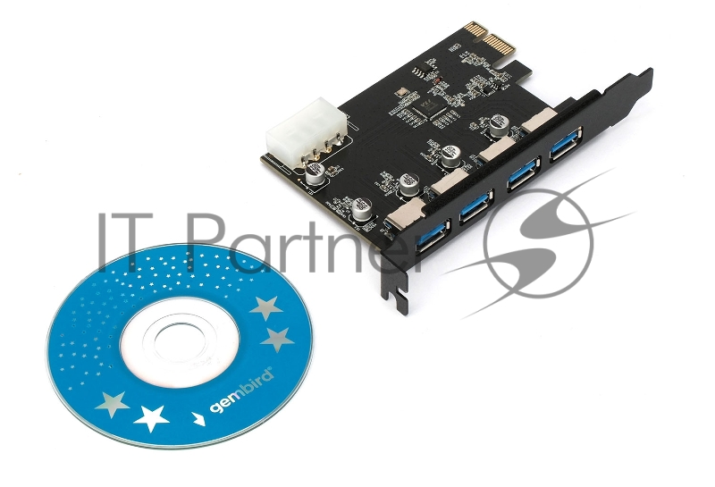Контроллер USB 3.0 Gembird SPCR-04 в разъем PCI-e, 4xUSB-A