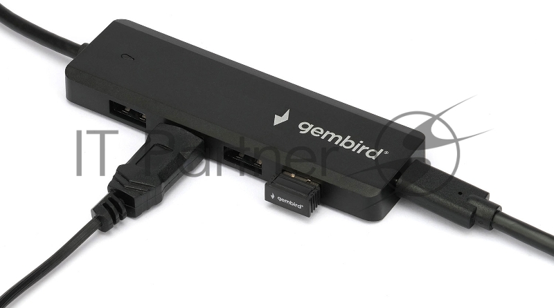 Концентратор USB 3.0 Gembird UHB-C424, 4 порта, кабель Type-C 19см, с доп питанием (Type-C)