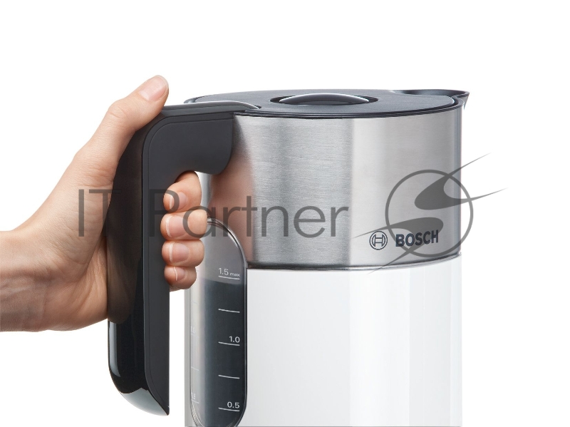 Чайник электрический Bosch TWK8611P 1.5л. 2400Вт белый/серебристый (корпус: нержавеющая сталь)