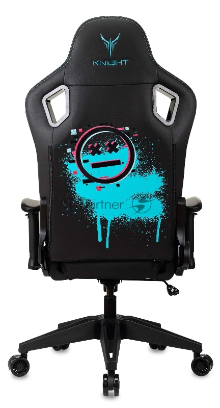 Кресло игровое Knight Outrid Smile черный эко.кожа крестов. пластик