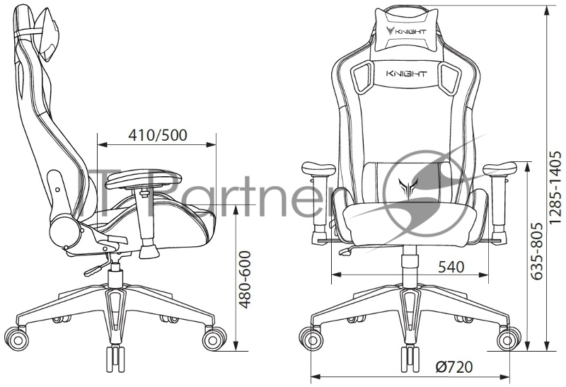Кресло игровое Knight Outrid Smile черный эко.кожа крестов. пластик