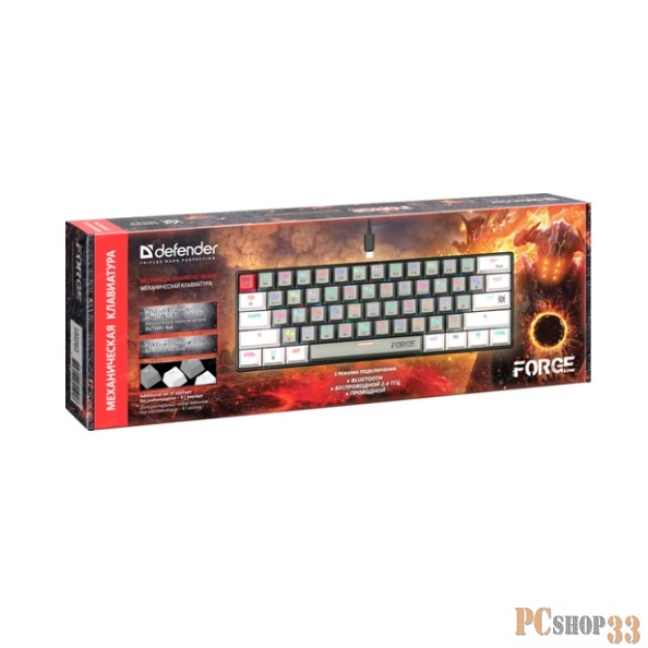 Механическая клавиатура Forge GK-345 RU,3в1,61кн+keycap set,крас.св