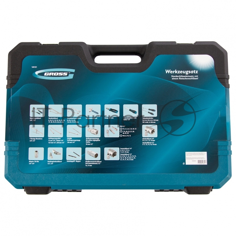 Набор инструментов, 1/4, 1/2, CrV, 120 зубьев, 101 предмет// Gross