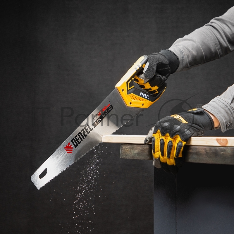 Ножовка по дереву, 400 мм, 9 TPI, зуб 3D, двухкомпонентная рукоятка// Denzel