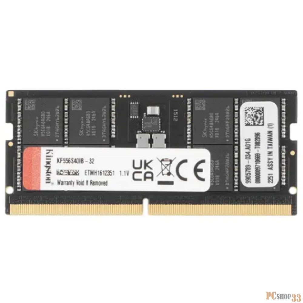 Модуль памяти Kingston DDR5 32GB 5600MT/s CL40 SODIMM FURY Impact PnP