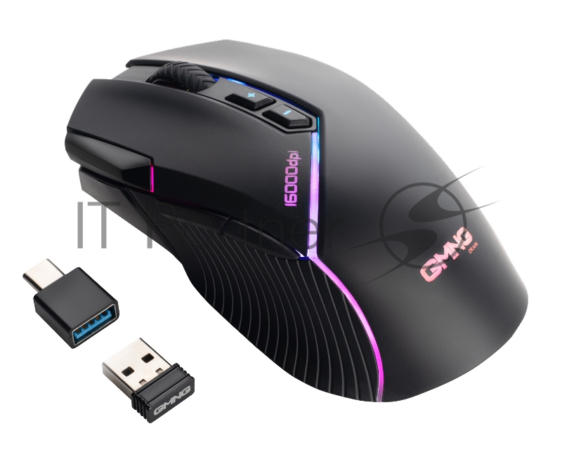 Мышь GMNG XM001 черный оптическая (16000dpi) беспроводная USB/USB-C (7but)