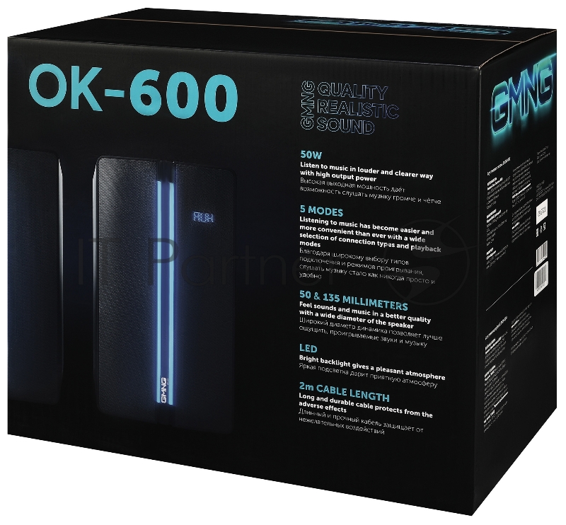 Колонки GMNG OK-600 2.0 черный 50Вт BT