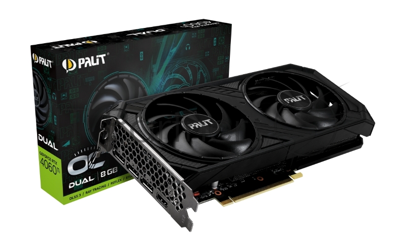 Видеокарта Palit RTX4060TI DUAL OC NVIDIA GeForce RTX 4060TI 8192Mb PCI-E 4.0 128 GDDR6 2685/9000 HDMIx1 DPx3 HDCP Ret