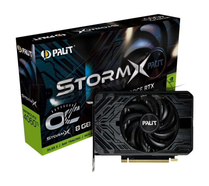 Видеокарта Palit RTX4060TI STORMX NVIDIA GeForce RTX 4060TI 8192Mb PCI-E 4.0 128 GDDR6 2535/9000 HDMIx1 DPx3 HDCP Ret