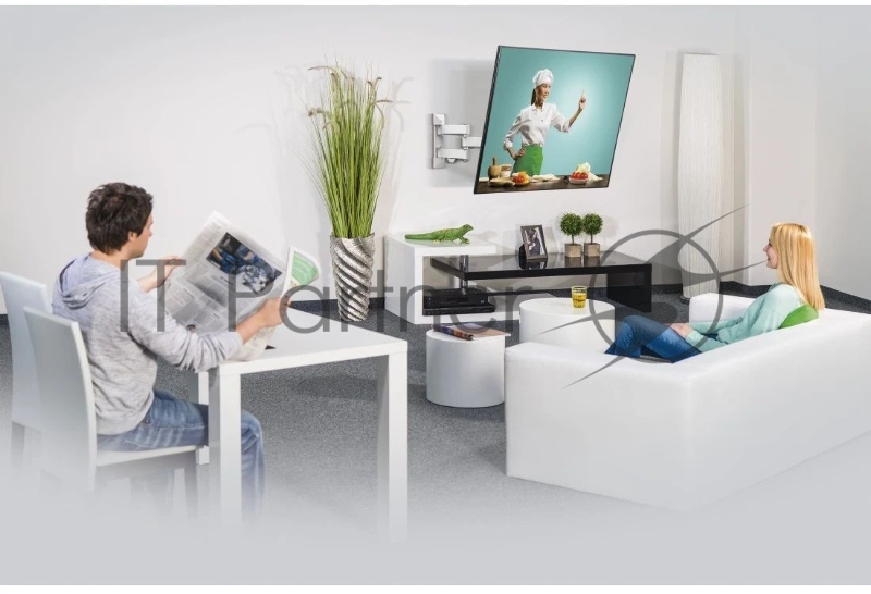 Кронштейн для телевизора Hama Fullmotion черный/белый 19-48 макс.20кг настенный поворот и наклон