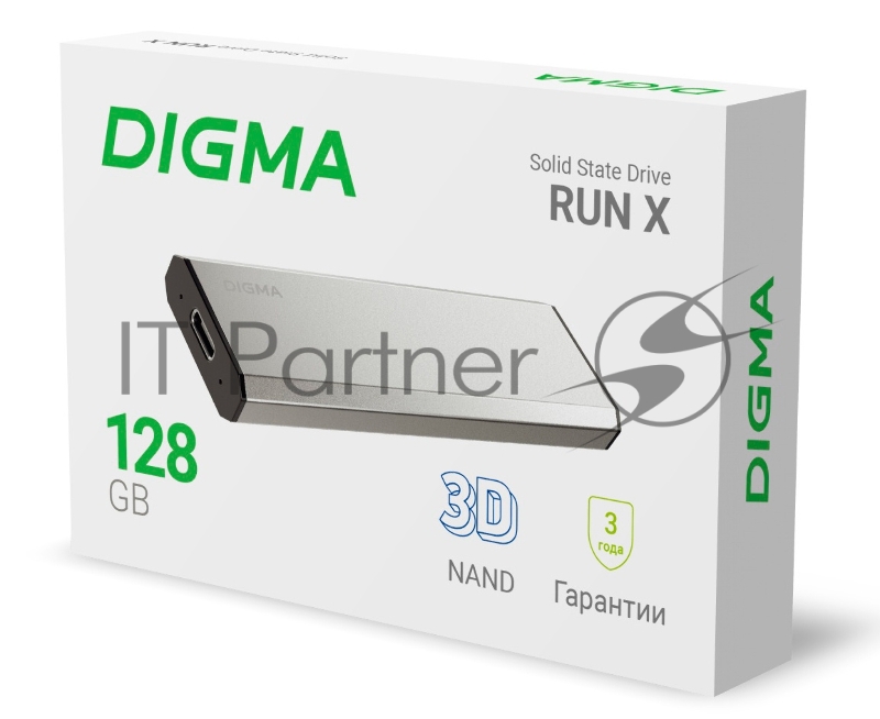 Накопитель SSD Digma USB 3.2 128Gb DGSR8128G1MSR RUN X 1.8 серебристый