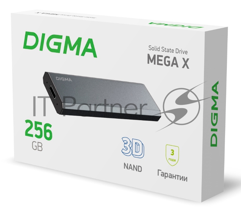 Накопитель SSD Digma USB 3.2 256Gb DGSM8256G1MGG MEGA X 1.8 темно-серый