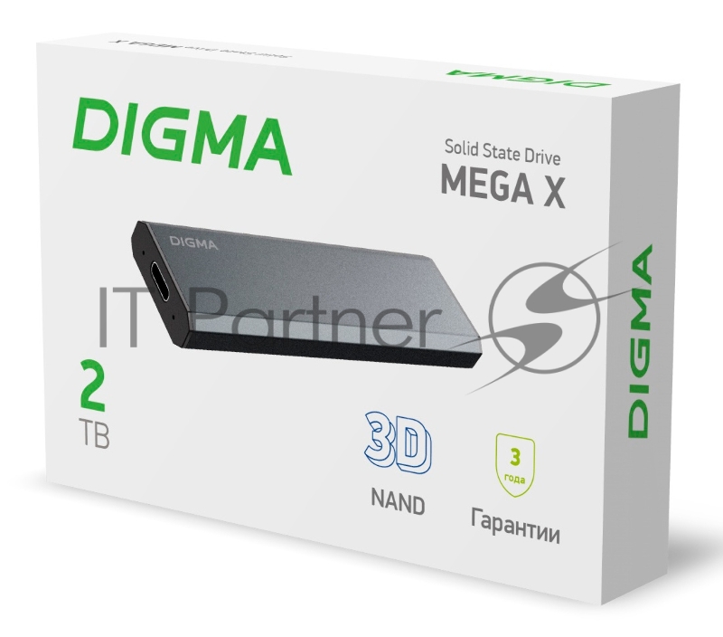 Накопитель SSD Digma USB 3.2 2Tb DGSM8002T1MGG MEGA X 1.8 темно-серый