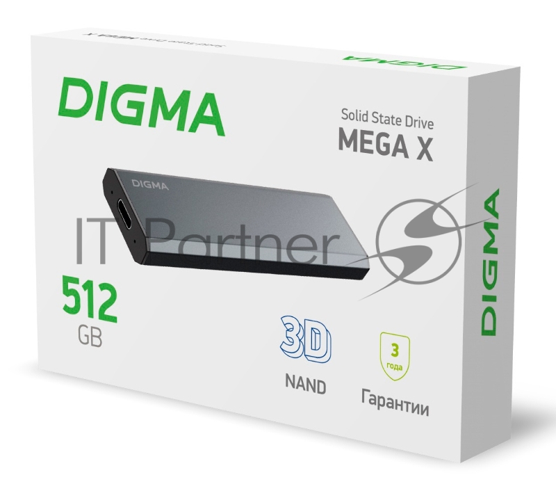 Накопитель SSD Digma USB 3.2 512Gb DGSM8512G1MGG MEGA X 1.8 темно-серый