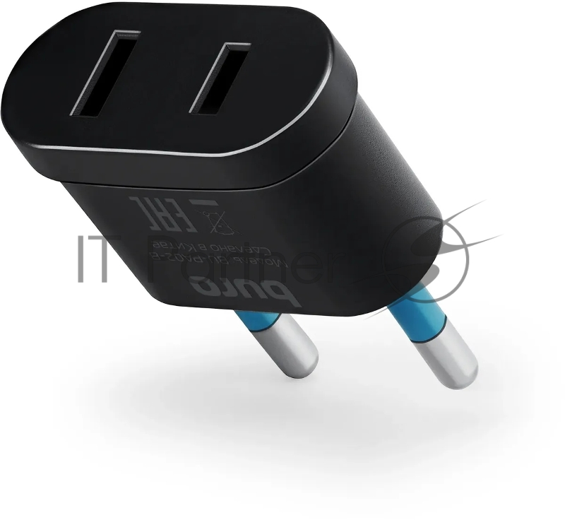 Адаптер-переходник Buro BU-PA02-B (1 розетка) черный (пакет ПЭ)