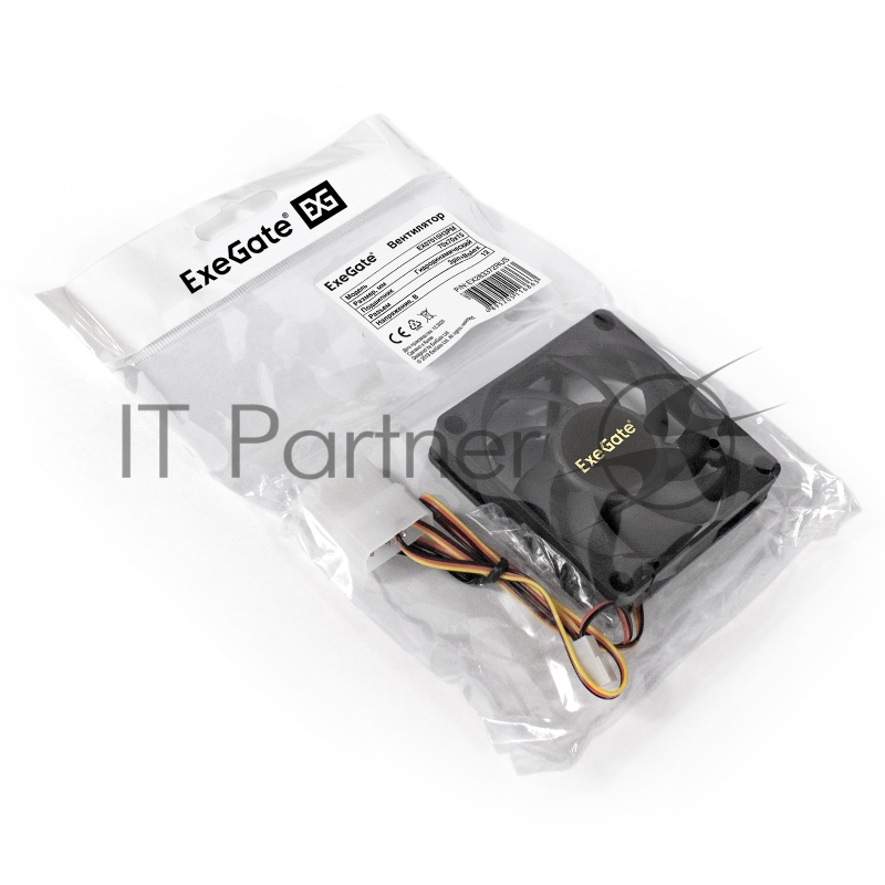 Вентилятор ExeGate EX07015H3PM, 70x70x15 мм, гидродинамический, 3pin+Molex, 3000RPM, 26dBA