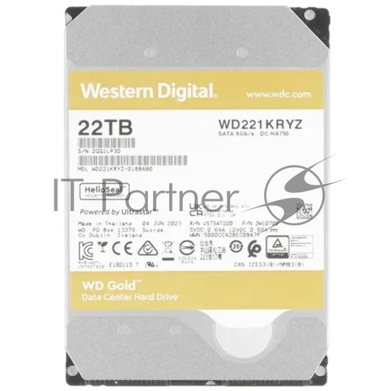 Жесткий диск Western Digital GOLD WD221KRYZ 22TB 3.5 7200 RPM 512MB 512e SATA-III