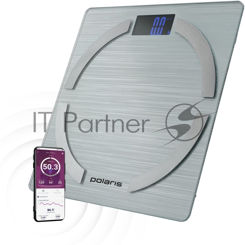 Весы напольные электронные Polaris PWS 1886 IQ Home макс.180кг серебристый