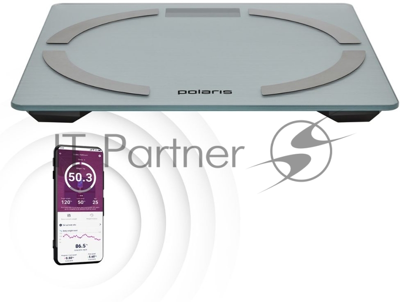 Весы напольные электронные Polaris PWS 1886 IQ Home макс.180кг серебристый
