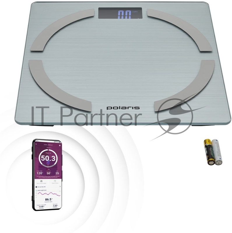 Весы напольные электронные Polaris PWS 1886 IQ Home макс.180кг серебристый