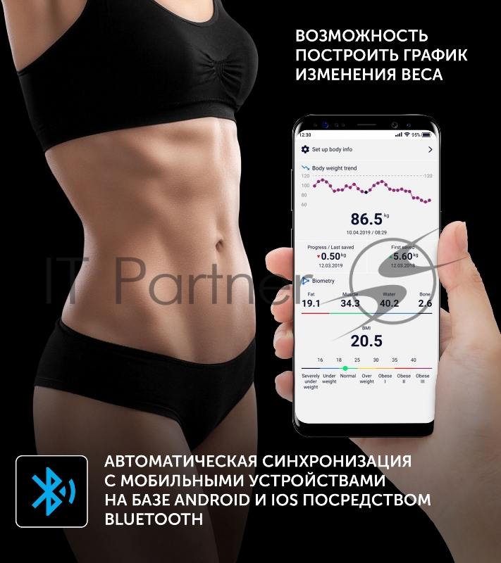 Весы напольные электронные Polaris PWS 1886 IQ Home макс.180кг серебристый