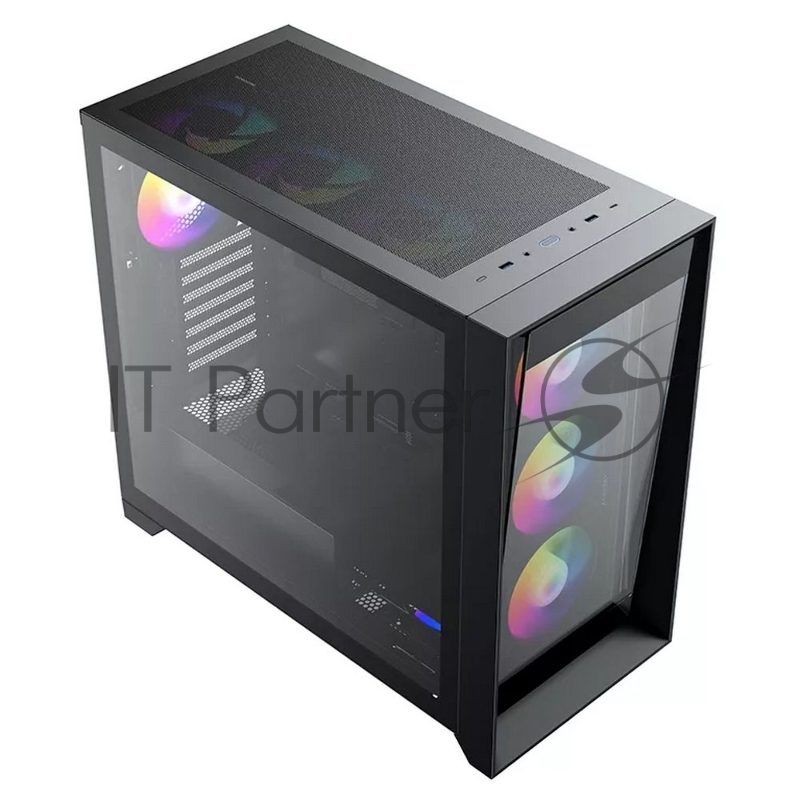Компьютерный корпус Lagrange ATX, Black, FANS: 120mm ARGB: 3 Top + 1 Rear + HUB. Drive bay int: 3x3,5 + 3x2,5. 2xUSB3.0+1xUSB-C, Audio I/O, Up to 14x120mm Fans, GPU up to 425mm, PSU max 270mm, CPU cooler up to 190mm, SPCC 1,0mm metal, 4mm TG side pan