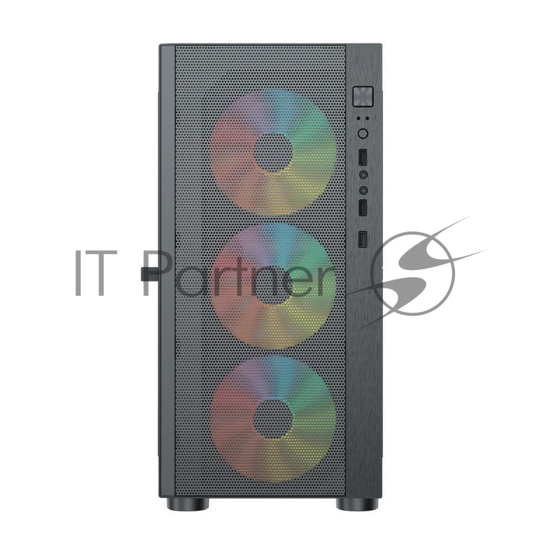 Компьютерный корпус ACD Citadel 104 ATX, Black, USB3.0*1+USB2.0*2+HD audio,3*12cm F1 ARGB fans at front(Slave fans) ,1*12cm F1 ARGB fan at rear (Master fan)