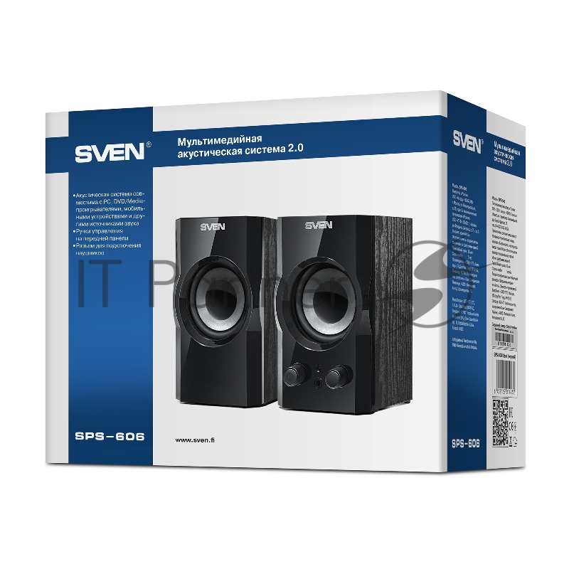 Колонки SVEN SPS-606, чёрный, акустическая система 2.0 (мощность 2x3 Вт(RMS))