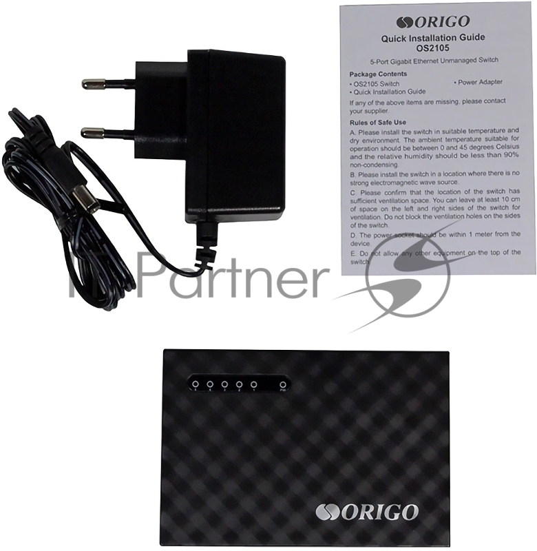 Неуправляемый коммутатор ORIGO OS2105/A1A 5x1000Base-T, корпус пластик