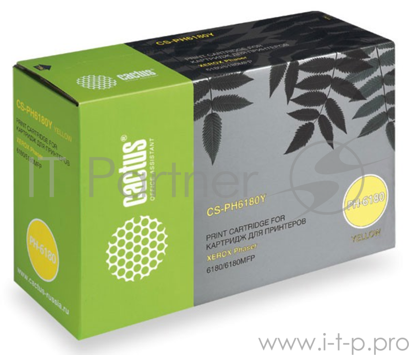 Тонер Картридж Cactus CS-PH6180Y 113R00725 желтый для Xerox Phaser 6180/6180mfp (6000стр.)