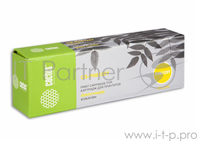 Тонер Картридж Cactus CS-PH6125Y 106R01337 желтый для Xerox Phaser 6125 (1000стр.)